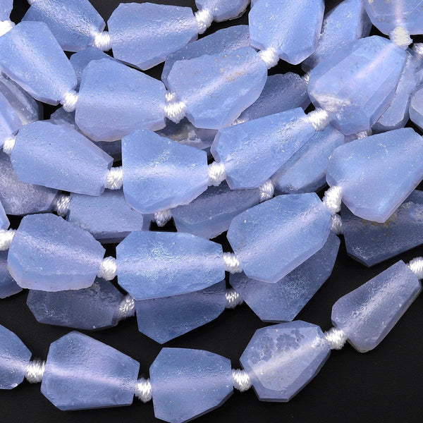 AAA Natural Blue Chalcedony Druzy Drusy Beads Hand Faceted Nuggets Vertically Drilled Sparkling Crystal Beads 15.5 Strand