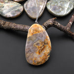 Real Genuine Natural Dinosaur Coprolite Dung Freeform Teardrop Side Drilled Pendant