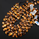 AAA Chatoyant Faceted Natural Golden Brown Tiger's Eye 14mm 15mm Coin Beads Gemstone 15.5" Strand