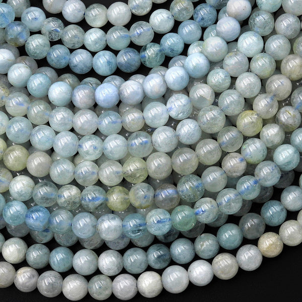 Natural Aquamarine 4mm Smooth Round Gemstone Beads 15.5" Strand