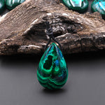 Rare Natural Hybrid Gemstone Blue Chrysocolla Green Malachite Side Drilled Teardrop Pendant