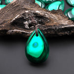 Rare Natural Chrysocolla Malachite Teardrop Pendant From Congo