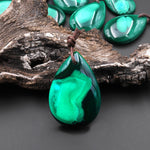 Rare Natural Chrysocolla Malachite Teardrop Pendant From Congo