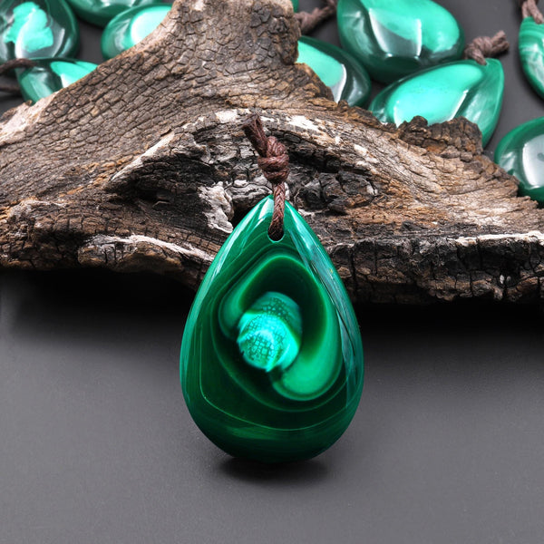 Rare Natural Chrysocolla Malachite Teardrop Pendant From Congo A1