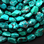 AAA Real Genuine Faceted Natural Green Royston Turquoise 10mm 12mm Nugget Beads 15.5" Strand