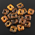 AAA Natural Tiger's Eye Square Donut Pendant 30mm