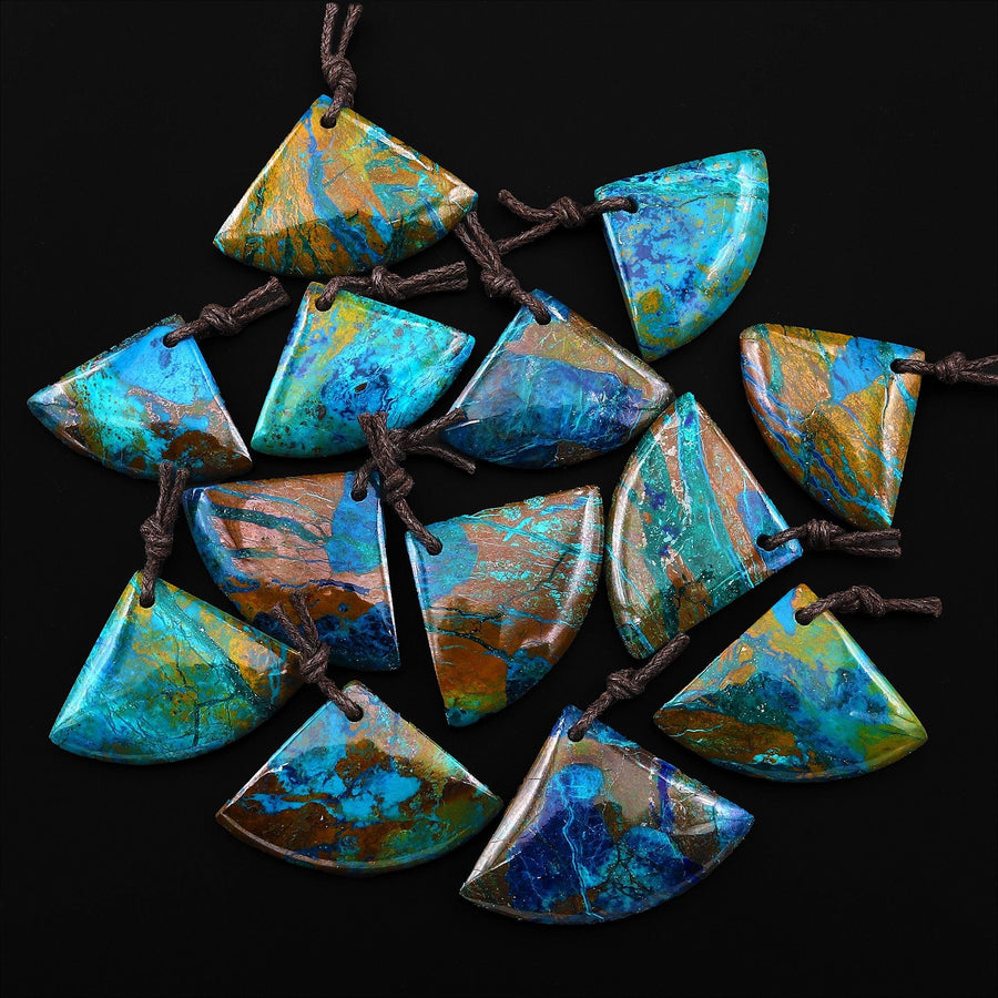 AAA Natural Azurite Triangle Fan Pendant From the Old Arizona Copper Mine