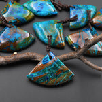 AAA Natural Azurite Triangle Fan Pendant From the Old Arizona Copper Mine