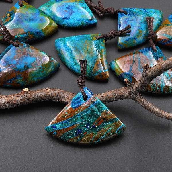 AAA Natural Azurite Triangle Fan Pendant From the Old Arizona Copper Mine A1