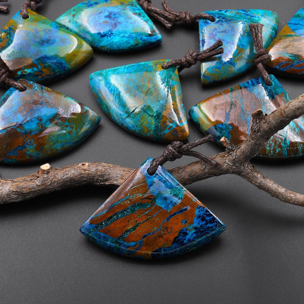 AAA Natural Azurite Triangle Fan Pendant From the Old Arizona Copper Mine A2