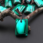 Extremely Rare Natural Blue Chrysocolla Green Malachite Rectangle Pendant