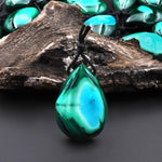 Extremely Rare Natural Blue Chrysocolla Green Malachite Top Side Drilled Gemstone Teardrop Pendant