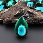 Extremely Rare Natural Blue Chrysocolla Green Malachite Top Side Drilled Gemstone Teardrop Pendant