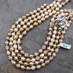 Genuine Freshwater Pearl Ming Fireball Flameball Gold Mauve 15.5" Strand