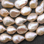 Natural Coin Pearl Iridescent Soft Peach High Quality Real Genuine Freshwater Pearl Beads 15.5" Strand