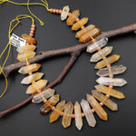 Natural Golden Healer Quartz Double Terminated Point Beads Center Drilled Gemstone 15" Strand