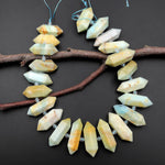 Faceted Double Terminated Natural Multicolor Amazonite Points Center Drilled Gemstone Beads 15.5" Strand