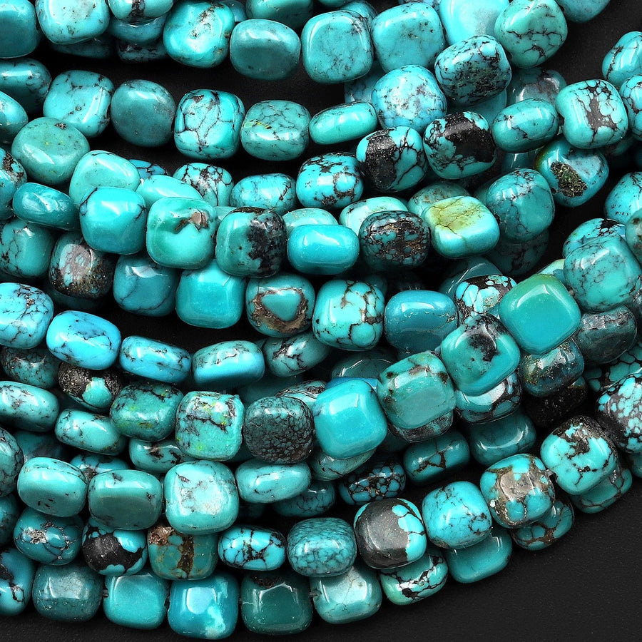 Real Genuine Natural Turquoise Beads 6mm Square Cushion Gemstone 15.5" Strand