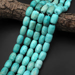 Large Hole Beads Natural Peruvian Amazonite Smooth Barrel Drum Beads 2mm Drill