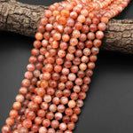 AAA Natural Sunstone Round Beads 6mm 8mm Feldspar Golden Orange Gemstone 15.5" Strand