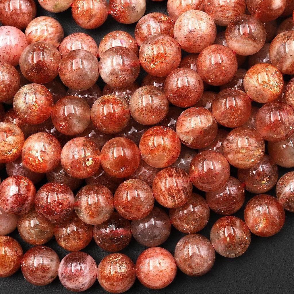 AAA Natural Sunstone Round Beads 6mm 8mm Feldspar Orange Gemstone 15.5" Strand