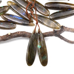 Natural Labradorite Teardrop Pair Drilled Matched Natural Gemstone Beads Pair