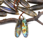 Natural Labradorite Teardrop Pair Drilled Matched Natural Gemstone Beads Pair