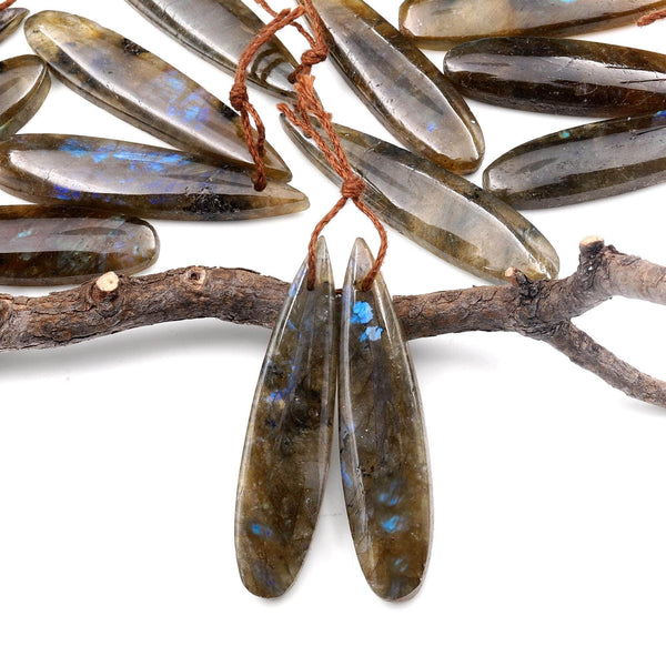 Natural Labradorite Teardrop Pair Drilled Matched Natural Gemstone Beads Pair A1