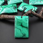 Natural Light Green Malachite Pendant Rectangle Focal Gemstone Bead