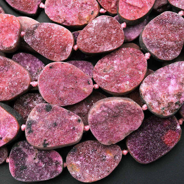 Natural Pink Cobalto Calcite Druzy Beads 15.5" Strand