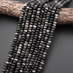 AAA Natural Silver Obsidian Smooth Rondelle Beads 8mm 15.5" Strand