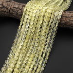 Faceted AAA Natural Brazilian Lemon Quartz Coin Beads 8mm 10mm Gemstone 15.5" Strand