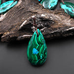 Rare Natural Hybrid Gemstone Blue Chrysocolla Green Malachite Side Drilled Teardrop Pendant