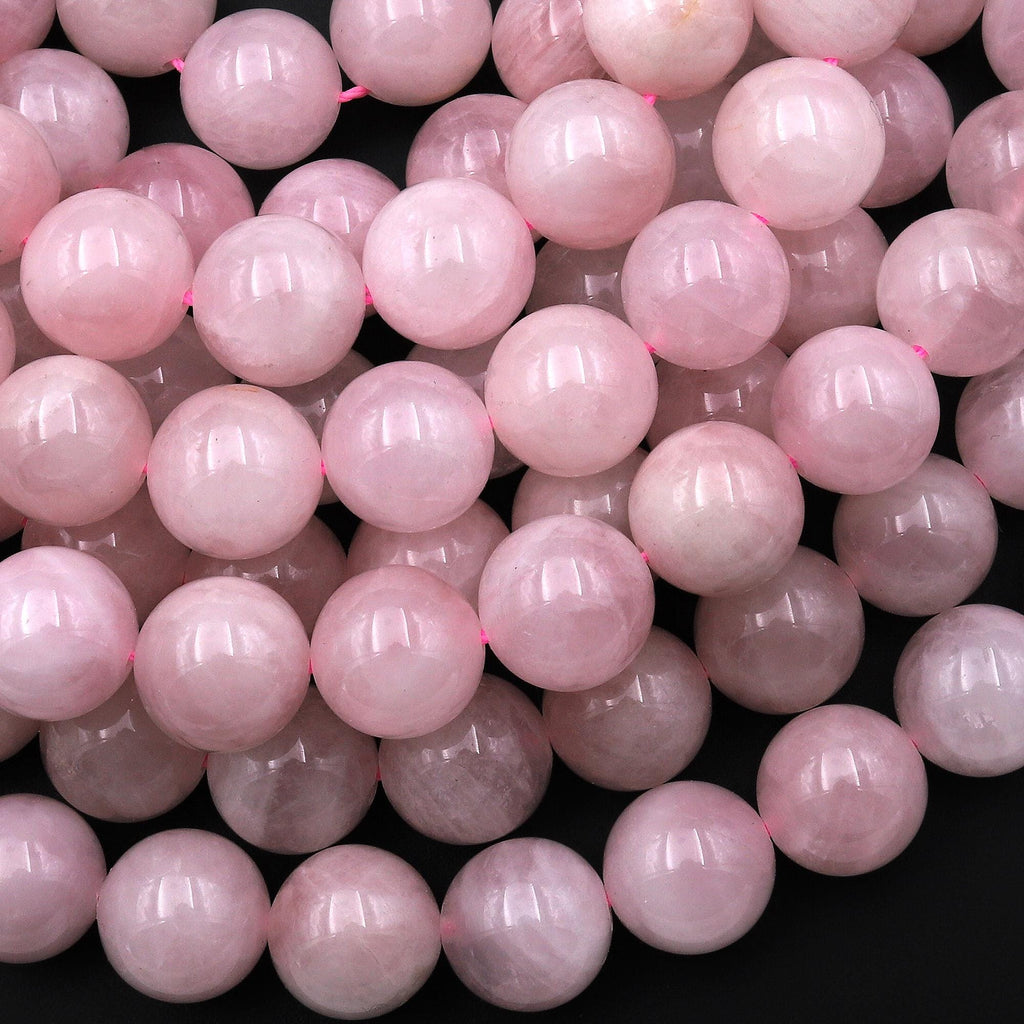 Natural Pink Madagascar Rose Quartz 10mm 12mm Round Beads B1105 15.5" Strand