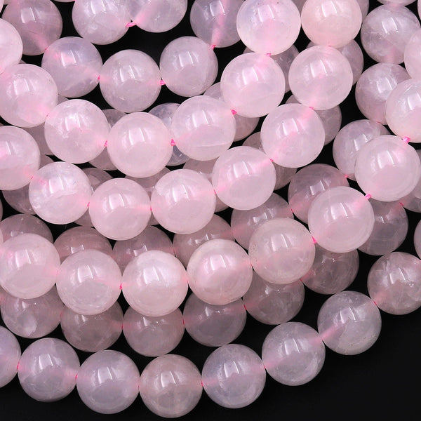 Icy Natural Pink Madagascar Rose Quartz 10mm Round Beads B1103 15.5" Strand