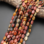 Natural Red Creek Jasper Smooth Oval Beads 10x14mm Aka Multicolor Picasso Jasper 15.5" Strand