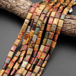 Natural Red Creek Jasper Rectangle Tile Cushion Beads 12x8mm Aka Multicolor Picasso Jasper 15.5" Strand