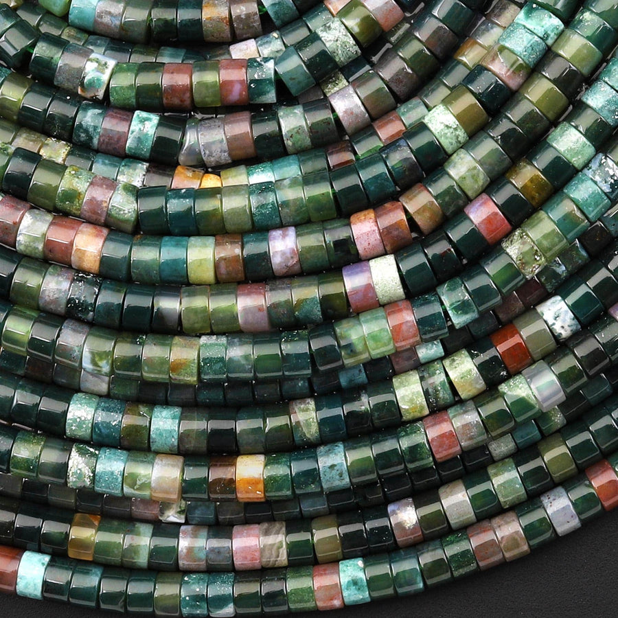 Natural Indian Agate 4mm Smooth Heishi Beads 15.5" Strand