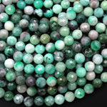 Real Genuine Natural Green Emerald Gemstone Faceted 6mm Round Beads 15.5" Strand