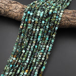 Natural African Turquoise Star Beads 6mm Carved Gemstone 15.5" Strand