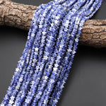 Natural Blue Sodalite Star Beads 6mm Carved Gemstone 15.5" Strand