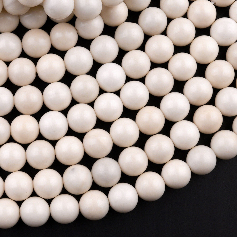 Natural Ivory Jade Round Beads 6mm 8mm 10mm Creamy Ivory White Natural Jade Beads 15.5" Strand