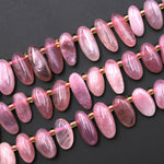 Natural Madagascar Mauve Pink Rose Quartz Pebble Nugget Beads Top Side Drilled Gemstone 15.5" Strand