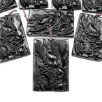 AAA Hand Carved Natural Black Rainbow Obsidian Flying Dragon Pendant Gemstone Focal Bead