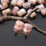 Rare Translucent Natural Rainbow Amethyst Earring Pair Matched Short Cylinder Tube 14x10mm Gemstone Beads