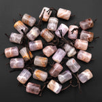 Rare Translucent Natural Rainbow Amethyst Earring Pair Matched Short Cylinder Tube 14x10mm Gemstone Beads