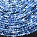 Natural Santa Maria Blue Aquamarine Faceted 3mm Cube Dice Beads Gemstone 15.5" Strand