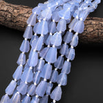 AAA Natural Blue Chalcedony Druzy Drusy Beads Hand Faceted Nuggets Vertically Drilled Sparkling Crystal Beads 15.5 Strand