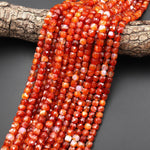 Faceted Natural Red Agate 6mm Faceted Cube Beads 15.5" Strand