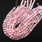 Natural Pink Rose Quartz 8mm 9mm Cube Beads 15.5" Strand